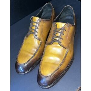 Ace‎ Marks Dark Brown /mustard Leather Oxford Dress Shoes Men's Size 9.5